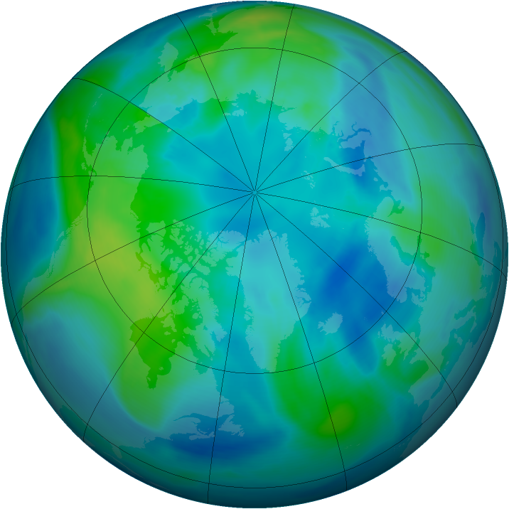 Arctic ozone map for 15 October 2005